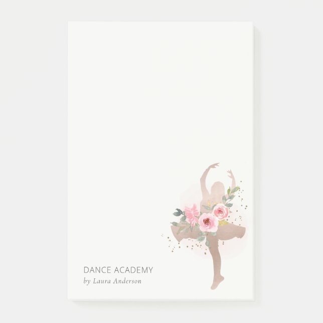 Post-it® Blush Rose Gold Floral Dance Academy Logo (Devant)