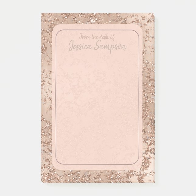 Post-it® Blush Rose Gold Glamour Rose Pailleté Chic (Devant)