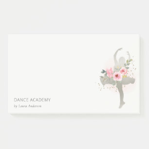 Post-it® Blush Silver Floral Girl Dance Academy Logo
