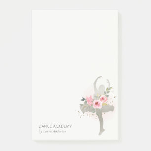 Post-it® Blush Silver Floral Girl Dance Academy Logo