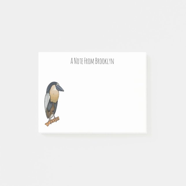 Post-it® Boat-billed heron bird cartoon (Devant)