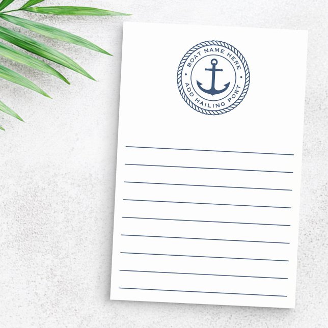 Post-it® Boat name and hailing port nautical anchor (Boat name and hailing port nautical anchor post-it notes)