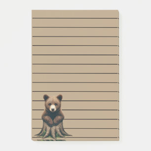 Post-it® Boeuf d'ours adorable assis sur la souche d'arbre