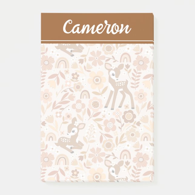 Post-it® Boeuf mignon cerf modèle floral (Devant)
