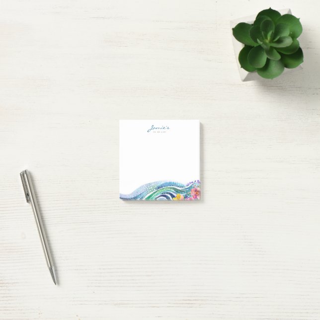 Post-it® Bohème Marine Bleu & Vagues Turquoise (Bureau)