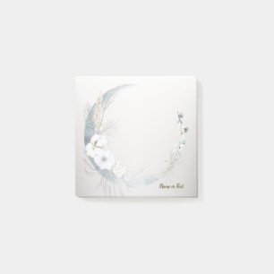 Post-it® Boho Blanc Orchidée Fleurs Bleu Lune Élégant