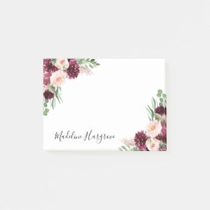 Post-it® Boho Burgundy & Blush Floral Personnalisé