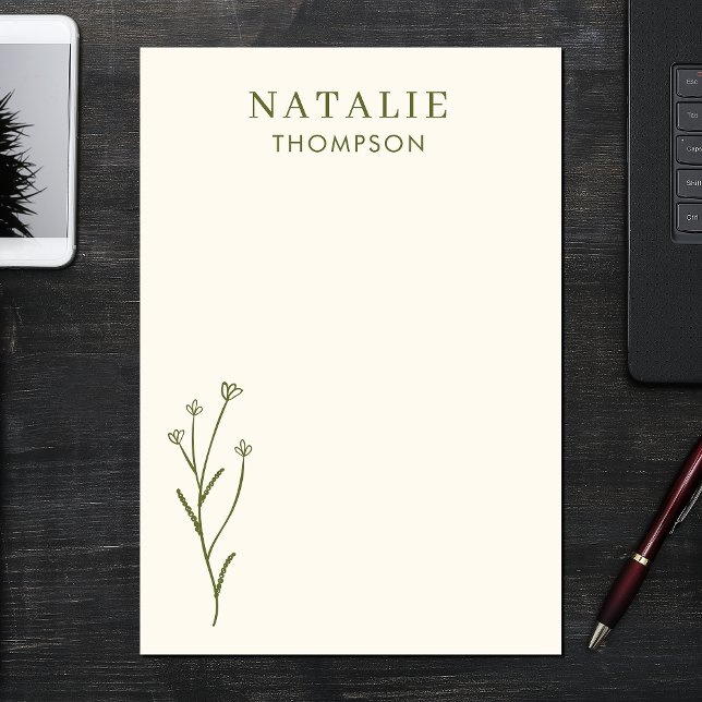 Post-it® Boho Chic Rustique Olive Green Personnalisé (Créateur téléchargé)