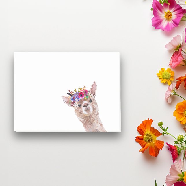 Post-it® Boho Floral Llama Alpaca Aquarelle (Créateur téléchargé)