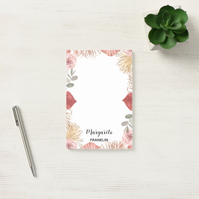 Post-it® Boho Florals Personnalisé Accueil Bureau Non (Bureau)