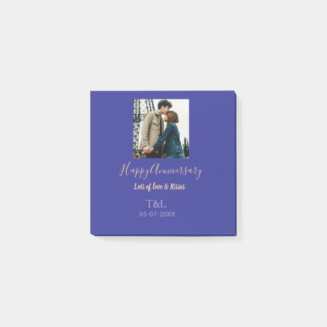 Post-it® Boho moderne heureux anniversaire ajouter nom bleu (Devant)