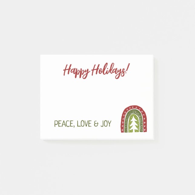 Post-it® BoHo Noël Holiday paix amour et joie personnalisé (Devant)