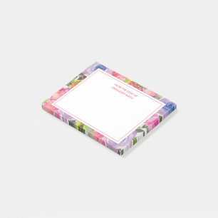 Post-it® Boho Pink Purple Aquarelle Florale Du Bureau De