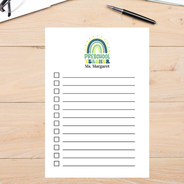 Post-it® Boho Rainbow Enseignant préscolaire vert bleu (Créateur téléchargé)