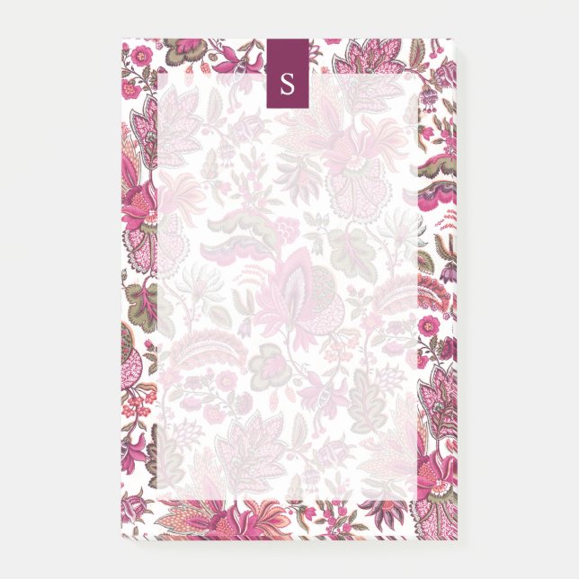 Post-it® Boho rose Vintage Monogramme floral (Devant)