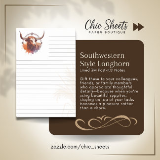 Post-it® Boho-Southwestern Style Longhorn Lined 3M