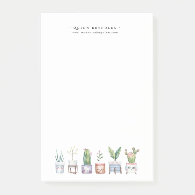 Post-it® Boho Watercolor Plante pointé | Monogramme (Devant)