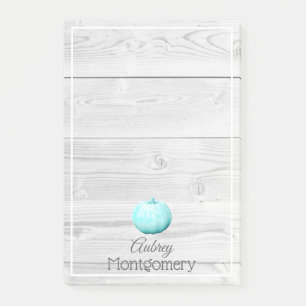 Post-it® Bois blanc et Citrouille bleu rustique Personnali