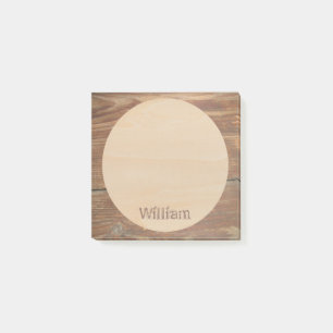 Post-it® Bois Brown rustique Nom personnalisé Cercle rond m