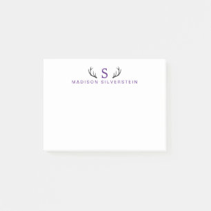 Post-it® Bois de cerf élégants monogramme violet