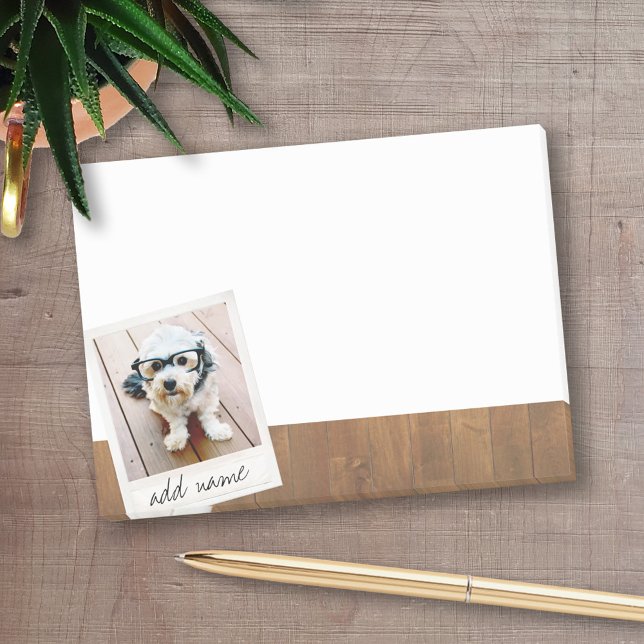 Post-it® Bois rustique avec cadre photo Carré (Personalized Post-it notes - add your name and other text)