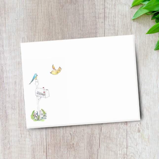 Post-it® Boîte aux lettres à l'aquarelle avec oiseaux (Brighten your day with charming Watercolor Mailbox With Birds Notes.)