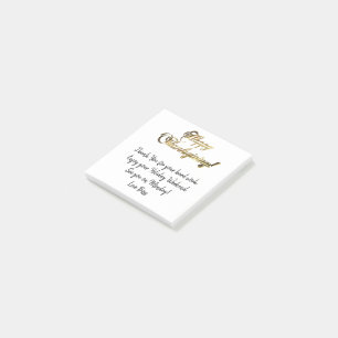 Post-it® Bon thanksgiving Elégant Faux Gold Foil Texte