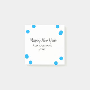 Post-it® Bonne année avec des pois bleus heureux ajoutez un