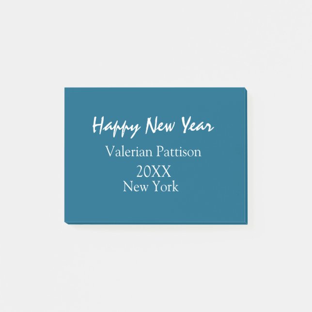 Post-it® Bonne année bleu nom lieu année boho simple  (Devant)