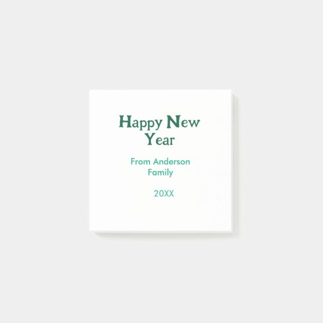Post-it® Bonne année verte ajouter nom de famille année sim (Devant)