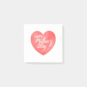 Post-it® Bonne journée de mère en coeur rose, coeur aquarel