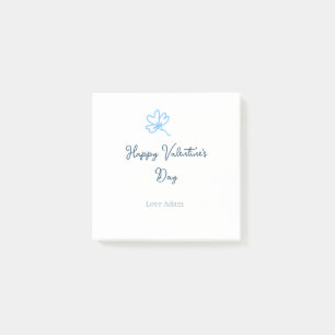 Post-it® Bonne Saint-Valentin bleue fleur nom rustique joye