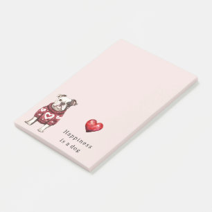 Post-it® Bonnet rouge coeurs blancs Happiness est un chien