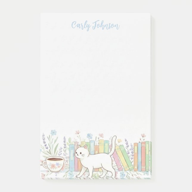 Post-it® Books Cats & Coffee Floral Personalized (Devant)