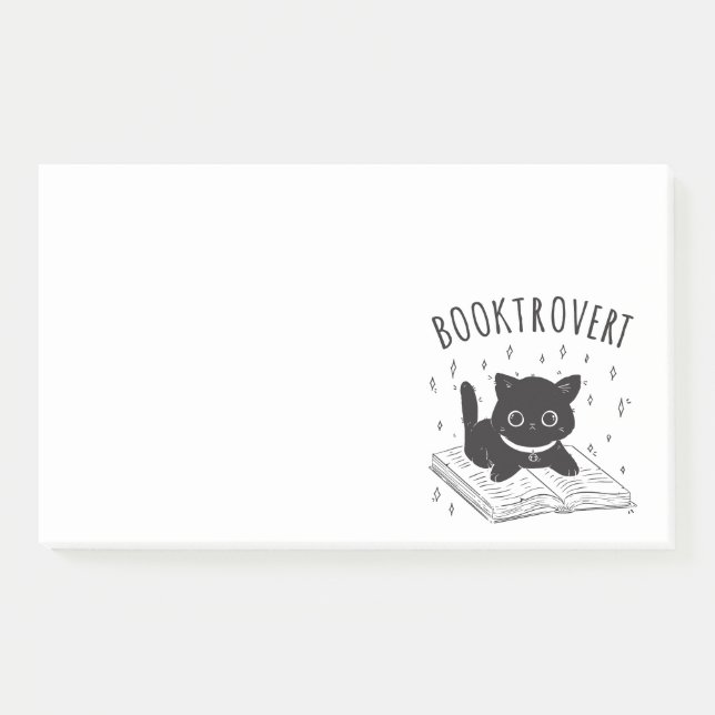 Post-it® Booktrovert chat avec livre et étoiles (Devant)