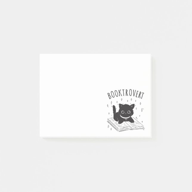 Post-it® Booktrovert chat avec livre et étoiles (Devant)