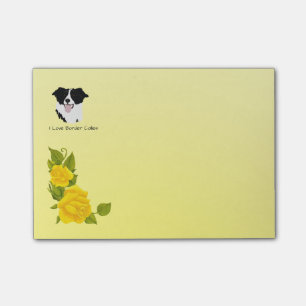Post-it® Border collie et roses jaunes