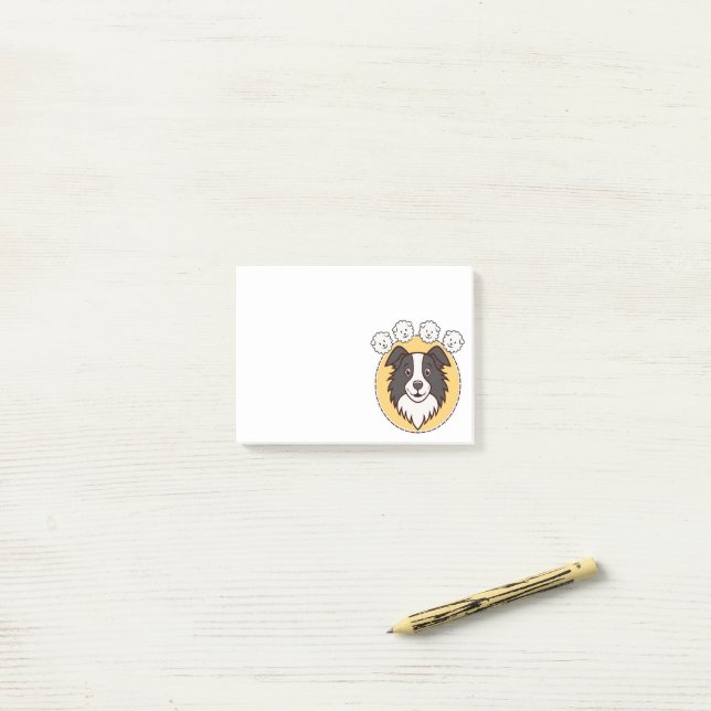 Post-it® Border Collie rêvant de moutons (Sur un bureau)