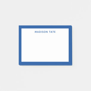 Post-it® Bordure bleu profond Monogramme moderne profession