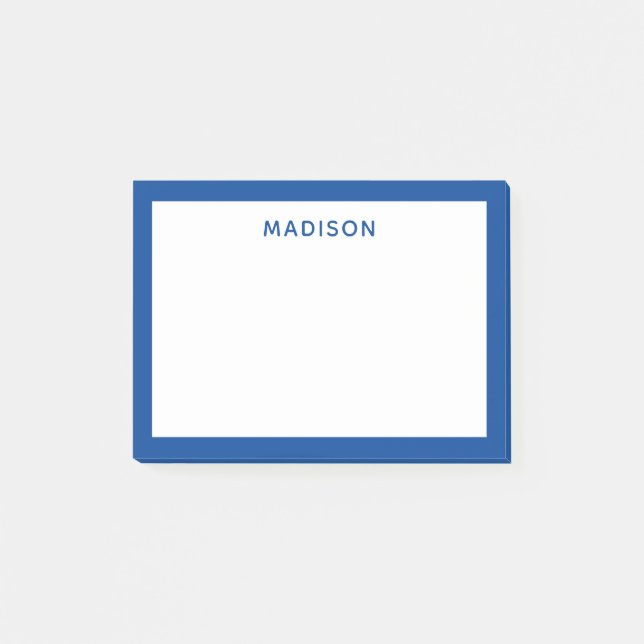 Post-it® Bordure bleue profonde Nom du monogramme moderne (Devant)