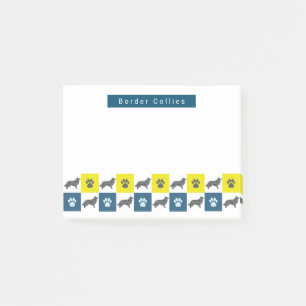 Post-it® Bordure Collie Chien & Paw Yellow & Blue Grid Line