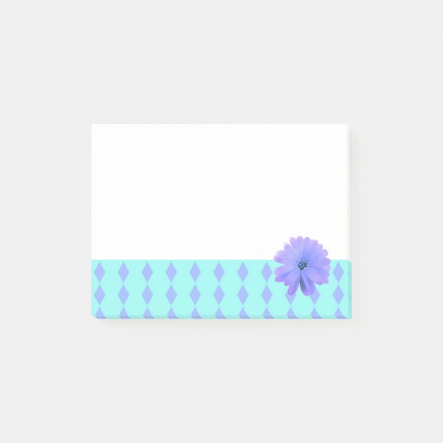 Post-it® Bordure de Motif de diamant de fleurs violettes (Devant)