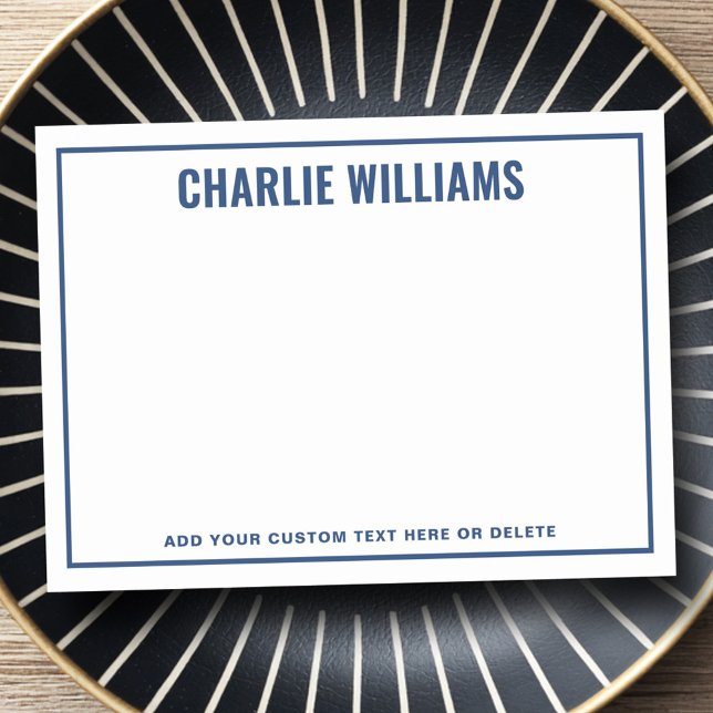 Post-it® Bordure de nom bleu foncé moderne (Modern dark blue name border post-it notes)
