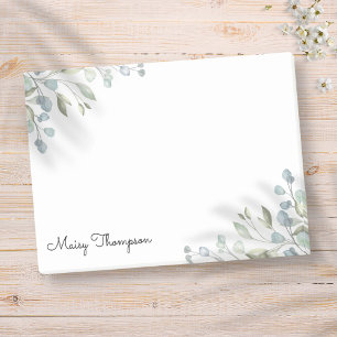 Post-it® Bordure de verdure florale Monogramme Nom