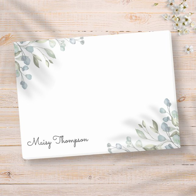 Post-it® Bordure de verdure florale Monogramme Nom (Floral Greenery Border Monogram Name Post-it Notes)