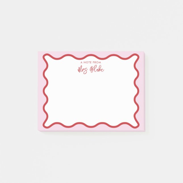 Post-it® Bordure de Zigzag rouge rouge rose vif (Devant)