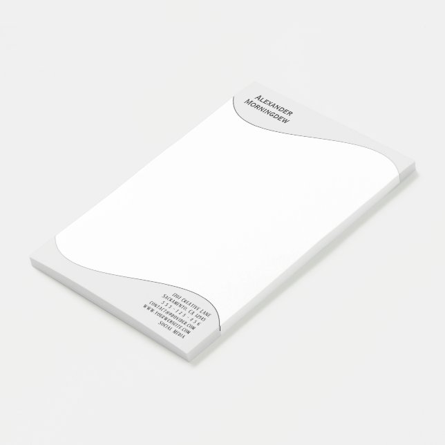 Post-it® Bordure d'étiquette plate - Vague dégradé gris 1 (Incliné)