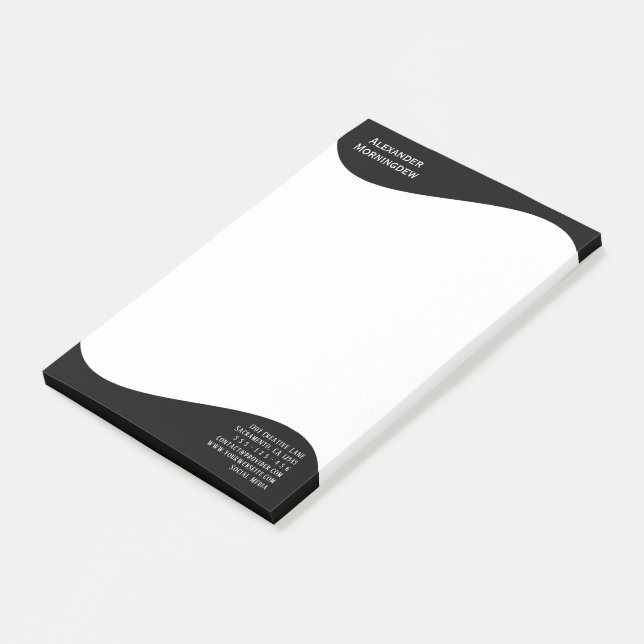 Post-it® Bordure d'étiquette plate - Vague noir 1 (Incliné)