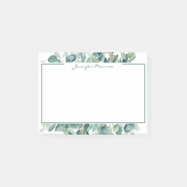 Post-it® Bordure d'eucalyptus personnalisée avec lignes (Devant)