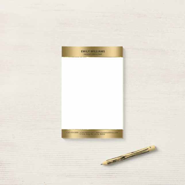 Post-it® Bordure d'or moderne minimale (Sur un bureau)